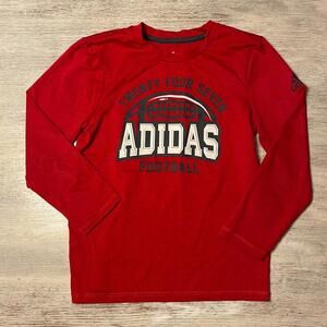 Boys Adidas Red Football Dri Fit Athletic Shirt